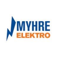 logo myhre elektro i blått og oransje